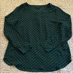 Banana Republic Factory Green Polka Dot Blouse